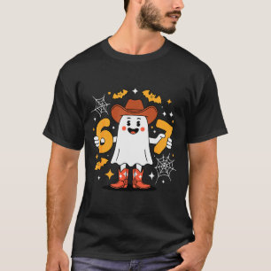 6 7 Halloween-Geist 67 Meme Gen Alpha Sechs Sieben T-Shirt