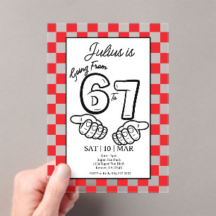 6 7 Invitation d'anniversaire à carreaux noirs Mèm