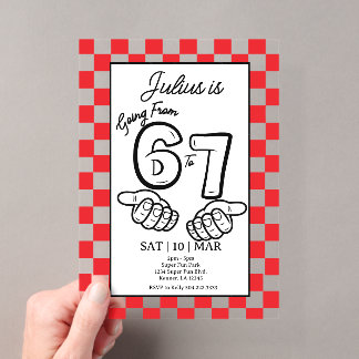 6 7 Invitation d'anniversaire à carreaux noirs Mèm