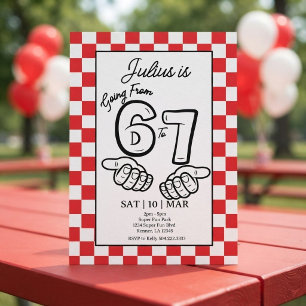 6 7 Invitation d'anniversaire à carreaux noirs Mem