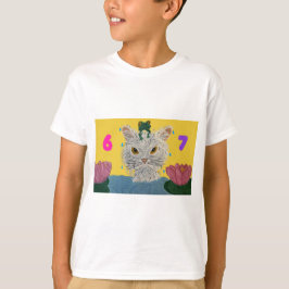 6 7 Mad Cat with frog on its head T-Shirt