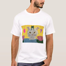 6 7 Mad Cat with frog on its head T-Shirt