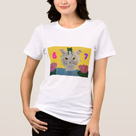6 7 Mad Cat with frog on its head Tri-Blend Shirt