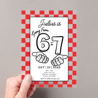 6 7 Meme Birthday Black Checkerboard Invitation Acryleinladungen