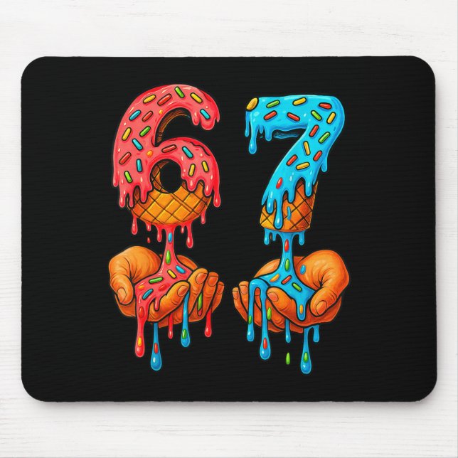 6 7 Meme Eiscreme-Tropf Funny Gen Alpha Slang  Mousepad (Vorne)