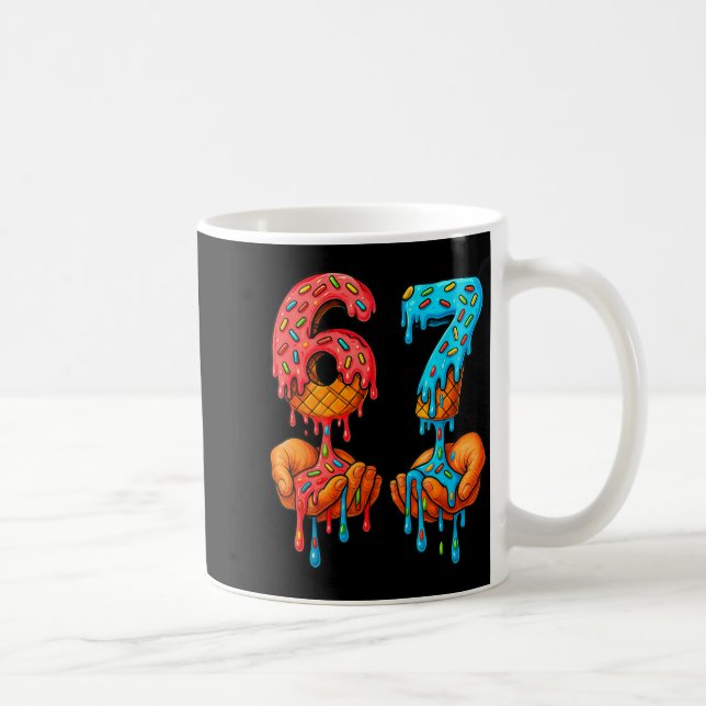 6 7 Meme Ice Cream Drip Funny Gen Alpha Slang  Kaffeetasse (Rechts)