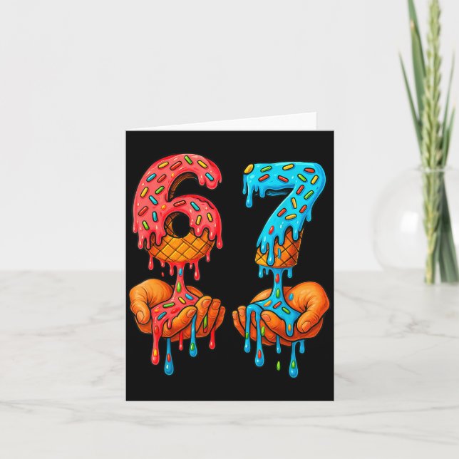 6 7 Meme Ice Cream Drip Funny Gen Alpha Slang  Karte (Vorderseite)