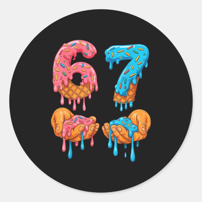 6 7 Meme Ice Cream Drip Gen Alpha Slang  Runder Aufkleber (Vorderseite)