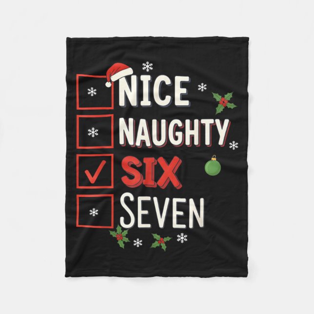 6-7 Meme Nice Naughty 67 Christmas Brain Rot Funny Fleecedecke (Vorderseite)