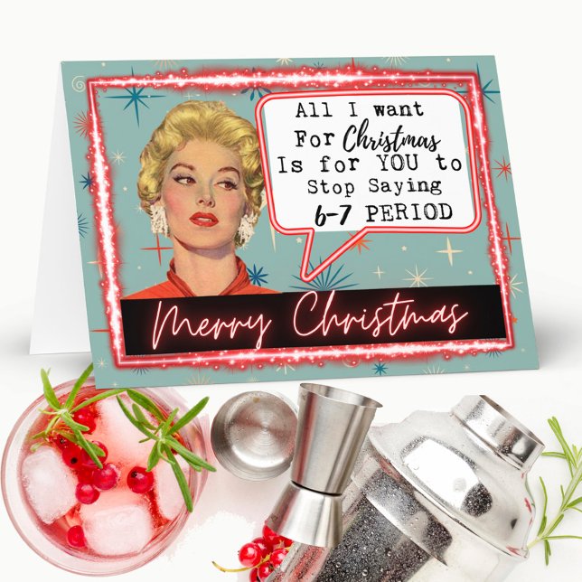 6 -7 Meme - Retro Christmas Card - Funny - Bestie Karte (Von Creator hochgeladen)
