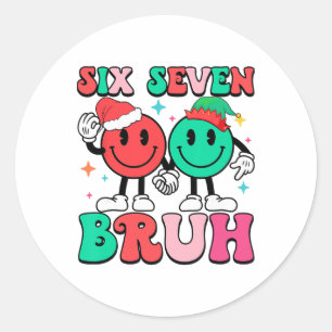 6 7 Meme Sechs Sieben Weihnachten Lustig 67 Christ Runder Aufkleber