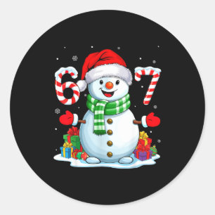 6 7 Meme Weihnachten Lustiger Schneemann Sechs Sie Runder Aufkleber