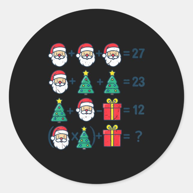 6 7 Order Operation Christmas Math Professor Costu Runder Aufkleber (Vorderseite)