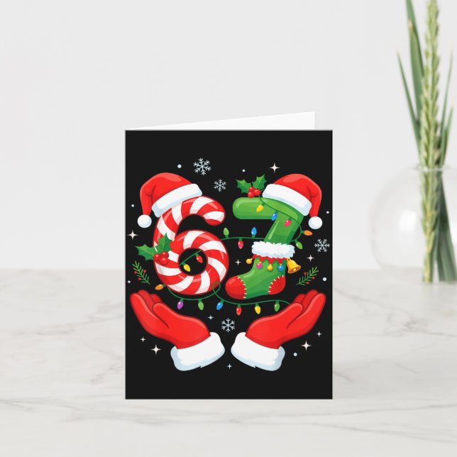 6 7 Pajamas Six Seven Matching Ugly Christmas 67 F Karte (Vorderseite)