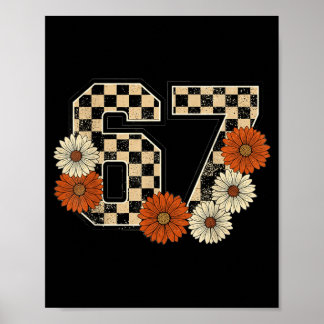 6 7 Retro Fall Meme Checkerboard Tee Haunted Poster