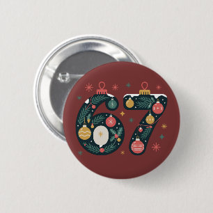 6 7 Sechs Sieben Gen Z Alpha Meme Slang Xmas Kugel Button