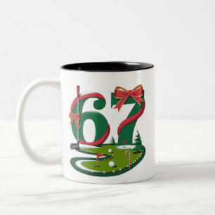 6 7 Sechs Sieben Golf Gen Z Alpha Meme Weihnachten Zweifarbige Tasse
