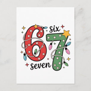 6 7 Sechs Sieben Hand Gen Z Alpha Meme Slang Weihn Einladungspostkarte