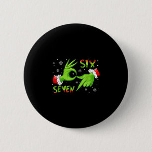 6 7 Sechs Sieben Hand Gen Z Alpha Meme Slang Xmas Button