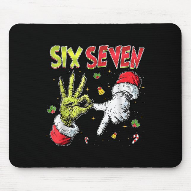 6 7 Sechs Sieben Hand Gen Z Alpha Meme Slang Xmas  Mousepad (Vorne)