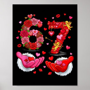 6 7 Sechs Sieben Valentinsherzen Kinder Jungen Mäd Poster