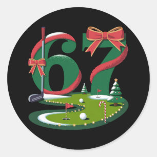 6 7 Six Seven Golf Gen Z Alpha Meme Weihnachten Go Runder Aufkleber
