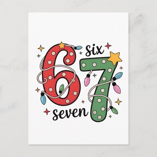 6 7 Six Seven Hand Gen Z Alpha Meme Slang Weihnach Einladungspostkarte (Vorderseite)