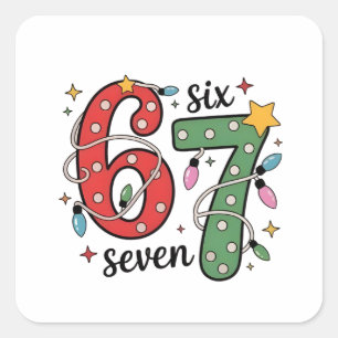 6 7 Six Seven Hand Gen Z Alpha Meme Slang Weihnach Quadratischer Aufkleber
