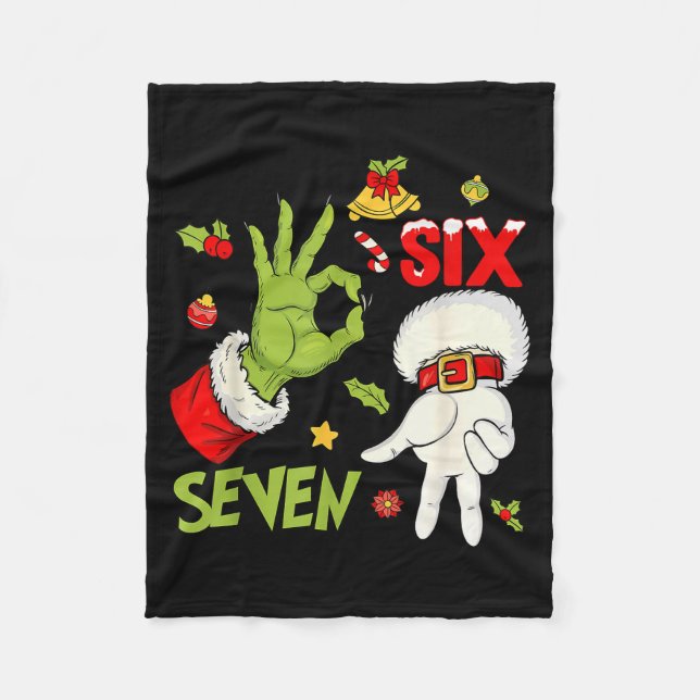 6 7 Six Seven Hand Gen Z Alpha Meme Slang Xmas Chr Fleecedecke (Vorderseite)