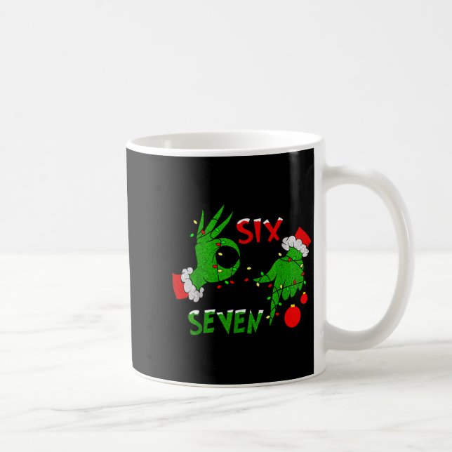 6 7 Six Seven Hand Gen Z Alpha Meme Slang Xmas Chr Kaffeetasse (Rechts)