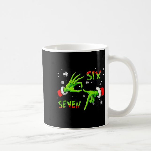 6 7 Six Seven Hand Gen Z Alpha Meme Slang Xmas Chr Kaffeetasse (Rechts)