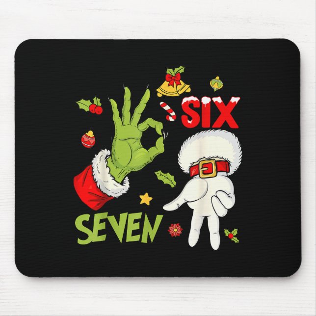 6 7 Six Seven Hand Gen Z Alpha Meme Slang Xmas Chr Mousepad (Vorne)