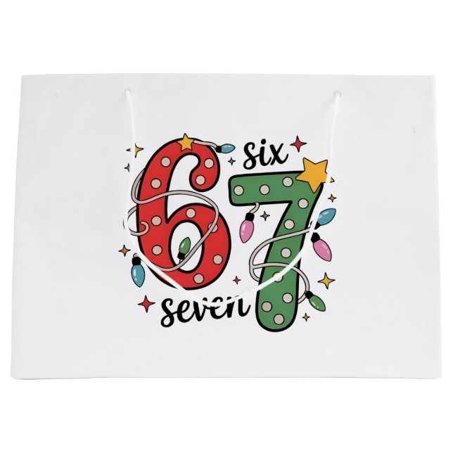 6 7 Six Seven Hand Gen Z Alpha Meme Slang Xmas  Große Geschenktüte (Vorderseite)