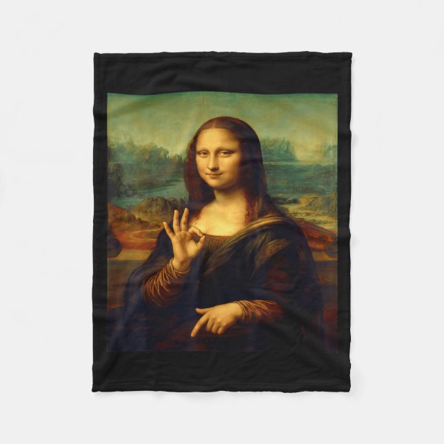 6 7 Six Seven Meme 67 Funny Mona Lisa Funny Clic A Fleecedecke (Vorderseite)