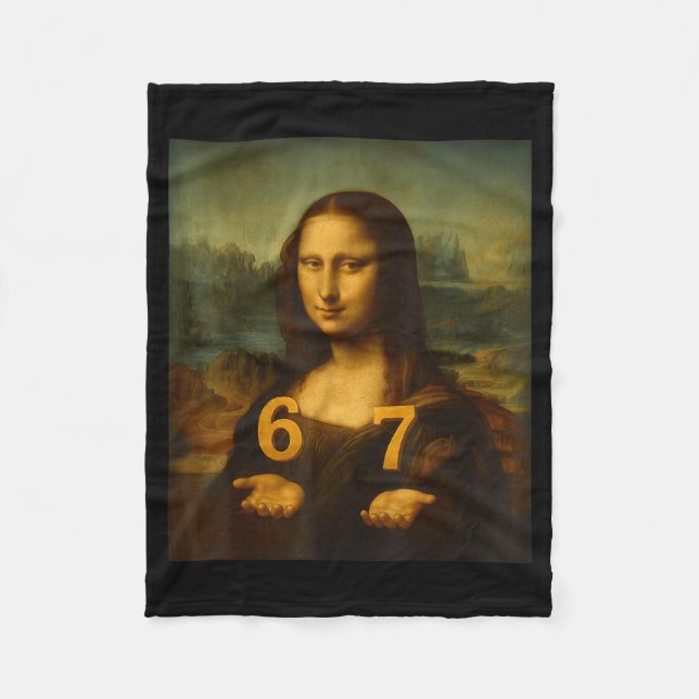 6 7 Six Seven Meme 67 Funny Mona Lisa Gen Z Alpha  Fleecedecke (Vorderseite)