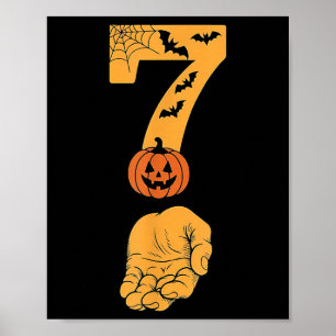 6 7 Six Seven Meme mit Hand Spinnennetz Halloween Poster