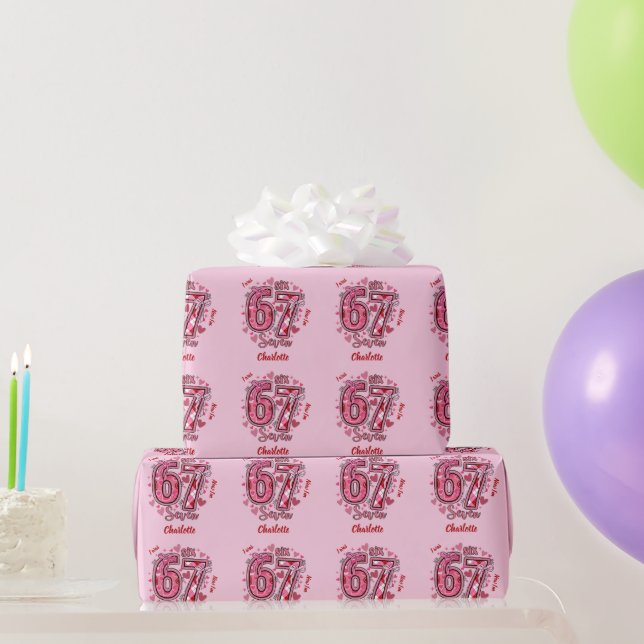6 7 Six Seven Meme Trend Girls 7th Birthday Geschenkpapier (Partygeschenke)