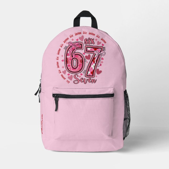 6 7 Six Seven Meme Trend Mädchen Rosa Rucksack (Vorderseite)