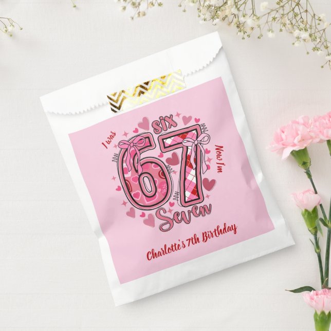 6 7 Six Seven Meme Trend Rosa Mädchen 7. Geburtsta Geschenktütchen (Versiegelt)