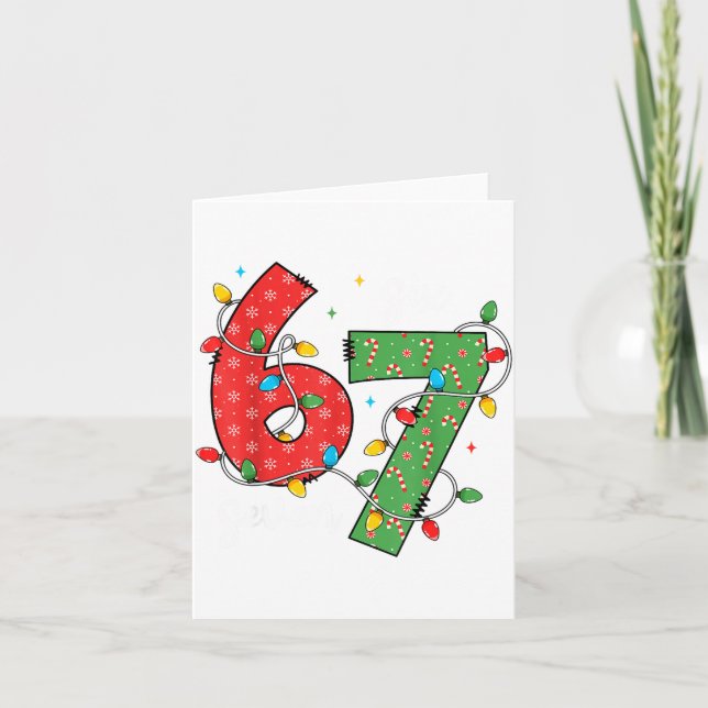 6 7 Six Seven Meme Xmas Lights Candy Cane Christma Karte (Vorderseite)