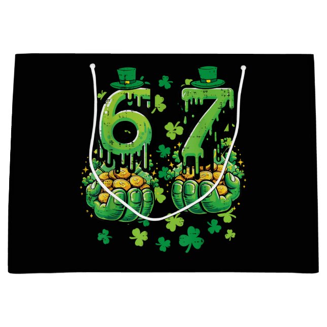 6 7 St Patricks Day Große Geschenktüte (Vorderseite)