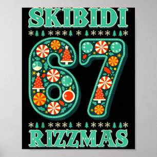 6 7 Weihnachten Skibidi Rizzmas 67 Meme Gen Alpha  Poster