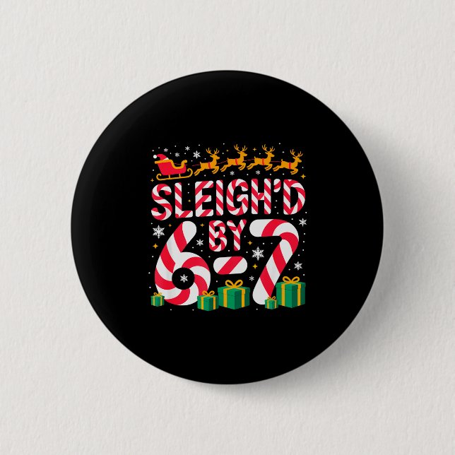 6-7 Weihnachts hässlicher Pullover Six Seven Xmas  Button (Vorderseite)