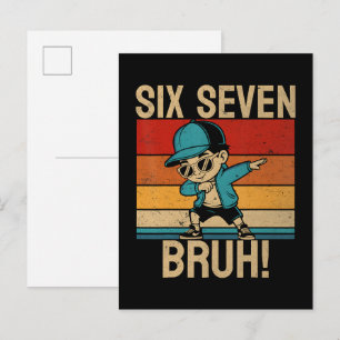  6 7 Zahlen Dabbing Six Seven Bruh Einladungspostkarte