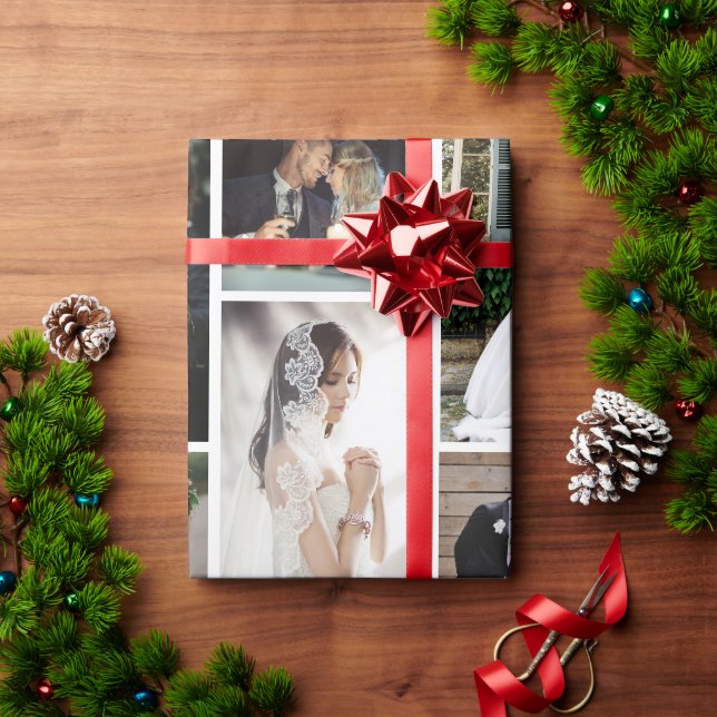 6 Benutzerdefinierte Foto Collage Favoriten Moment Geschenkpapier (Feiertagsgeschenk)