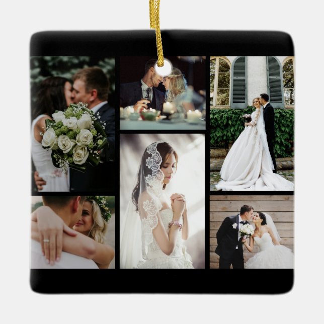 6 Benutzerdefinierte Foto Collage Favoriten Moment Keramikornament (Vorderseite)