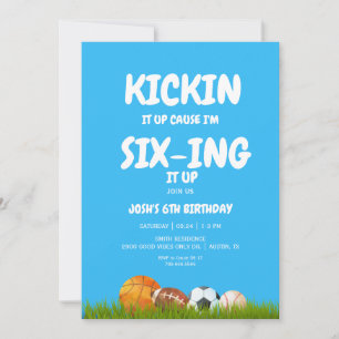 6. Boy's Kickin it Up Blue Birthday Party II Einladung