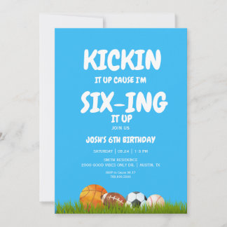 6. Boy's Kickin it Up Blue Birthday Party II Einladung