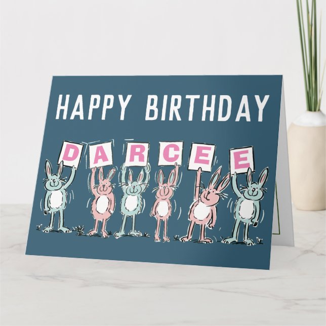 6 Buchstaben Name Happy Birthday Rabbits Karte (Vorderseite)