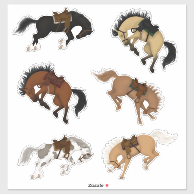 6 Bucking Broncos Aufkleber (Blatt)